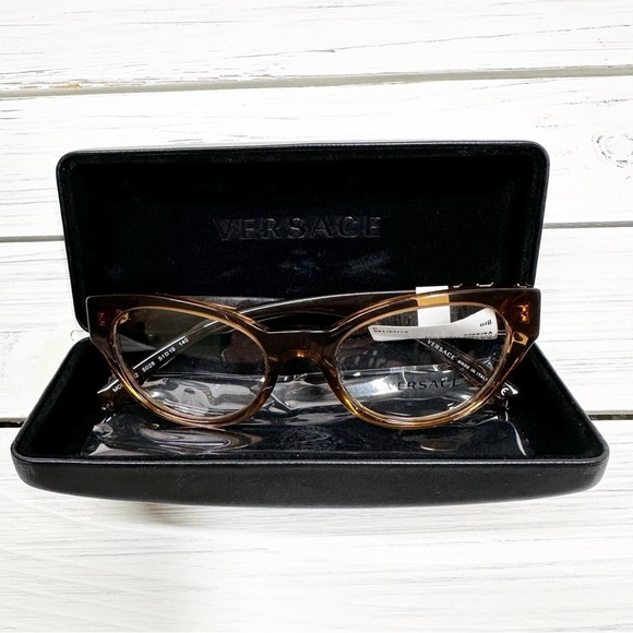 NEW VERSACE Cat Eye Brown Eyeglasses Frame - Picture 4 of 7